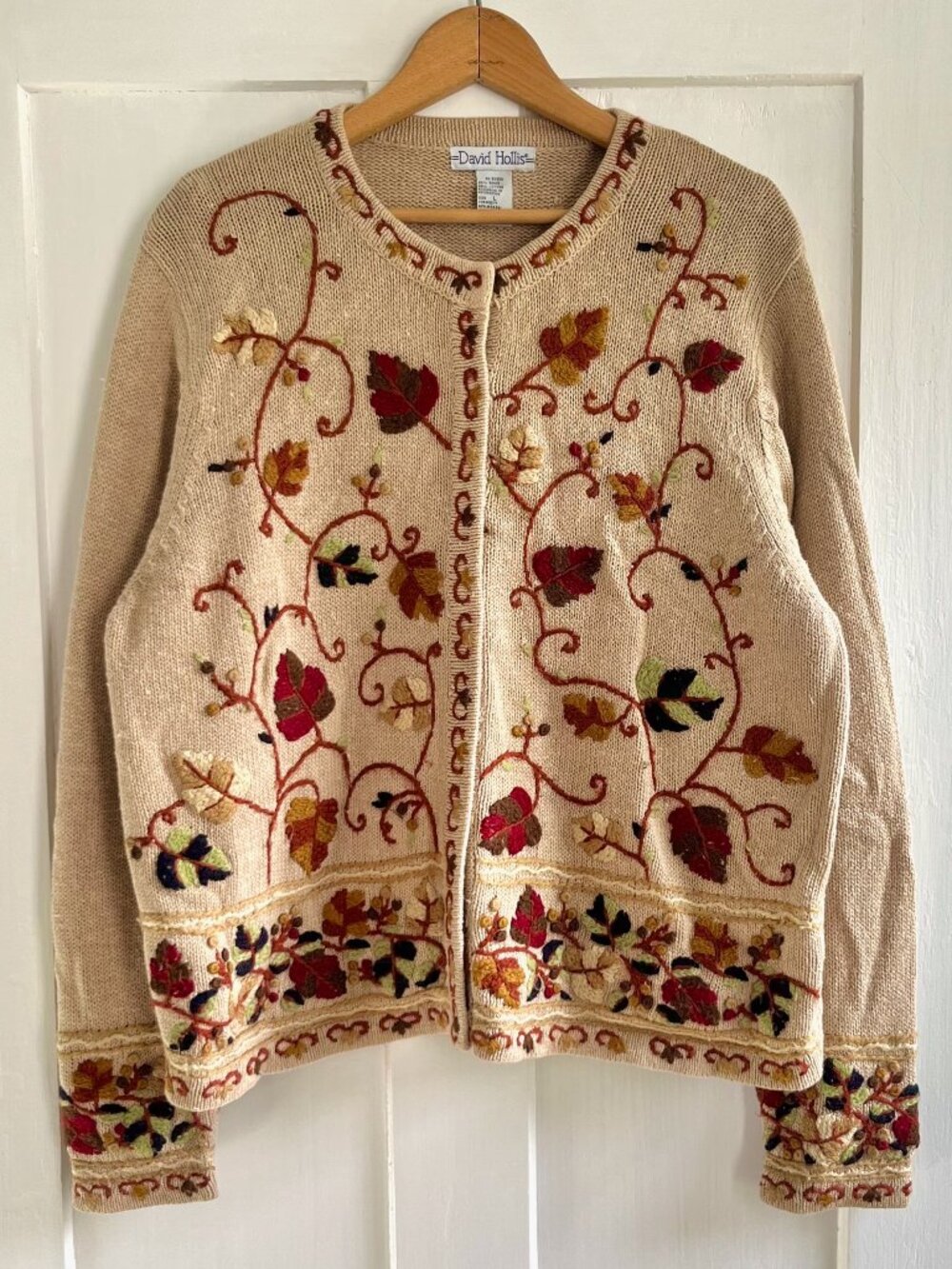 Vintage Fall Embriodered Cotton Blend Cardigan